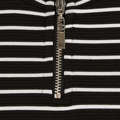 Girls black stripe zip top
